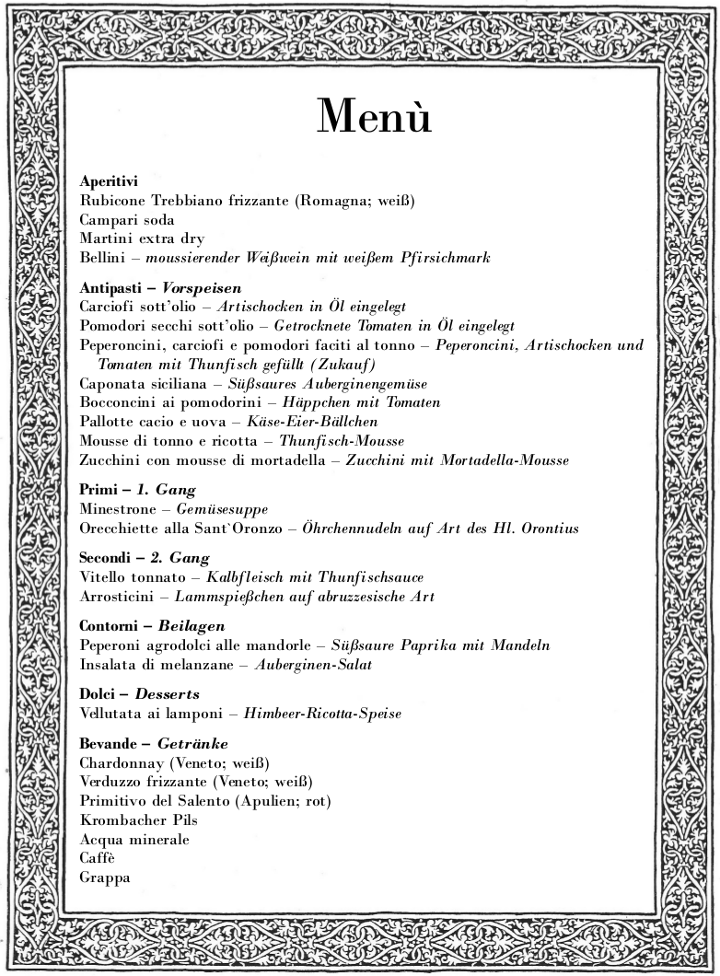 menu